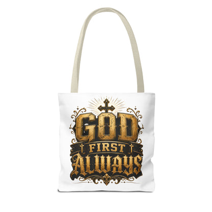 God First Always Tote Bag — Christian Faith Inspirational Canvas Tote