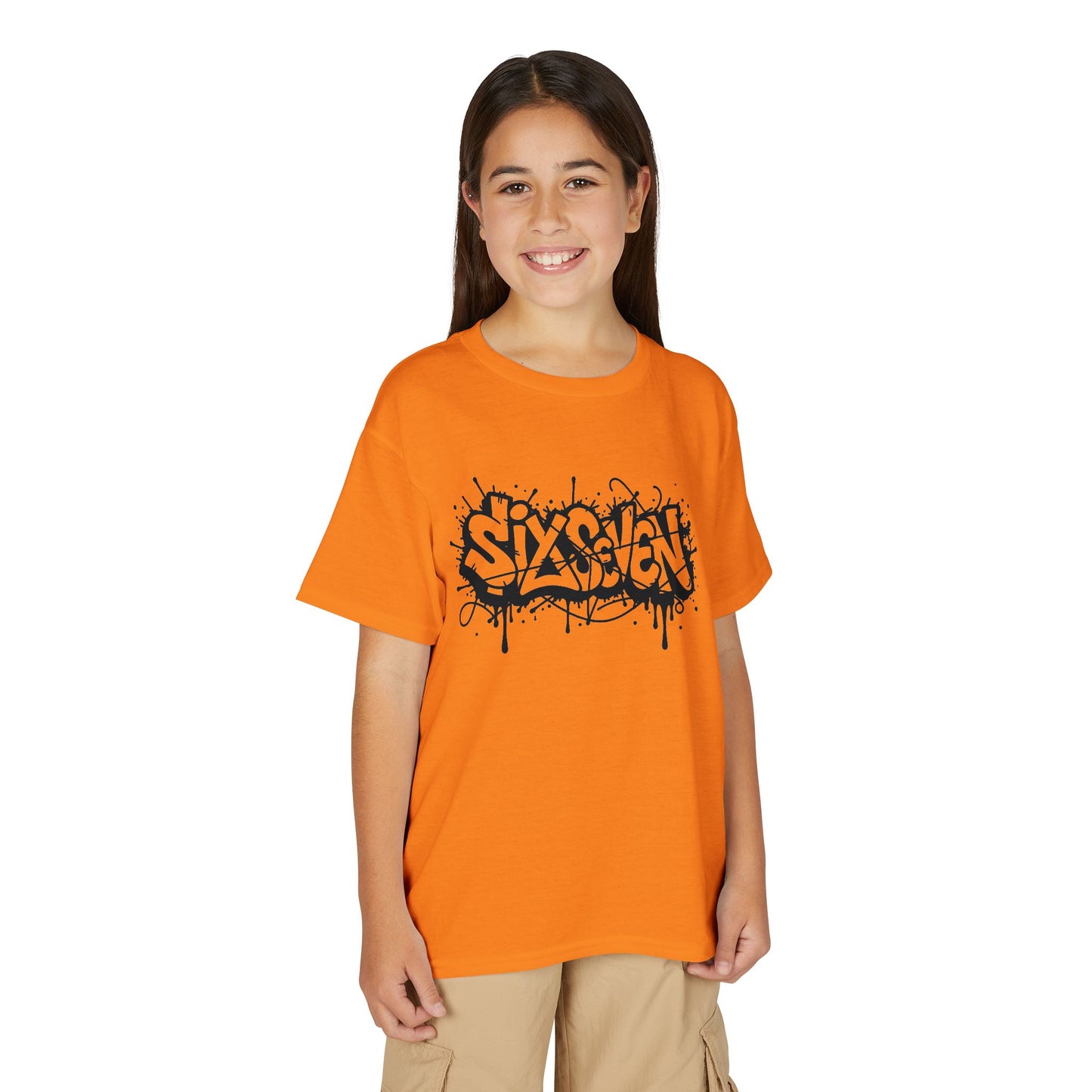 Youth T-Shirt — 'SixxSeven' Black Graffiti Drip Streetwear Tee