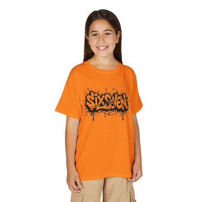 Youth T-Shirt — 'SixxSeven' Black Graffiti Drip Streetwear Tee