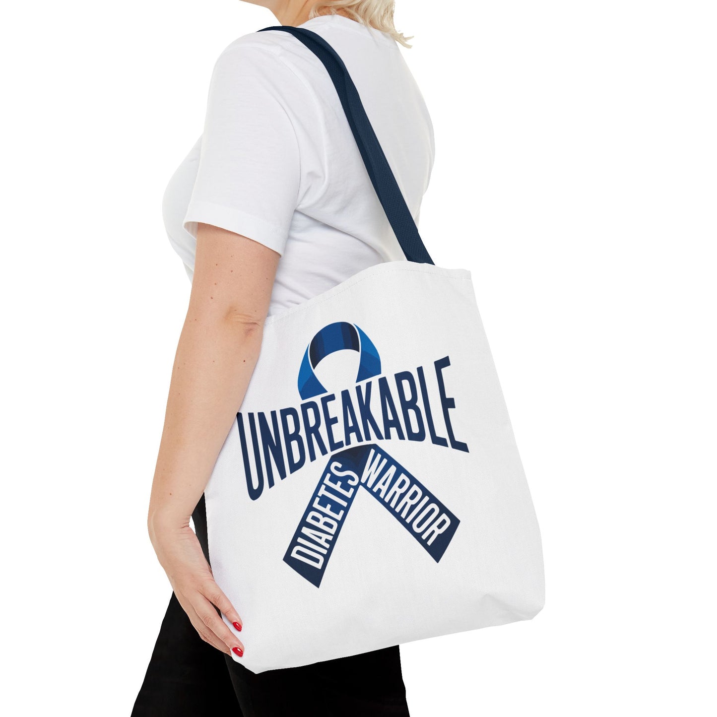 Diabetes Warrior Unbreakable Tote Bag – Blue Awareness Ribbon All-Over Print