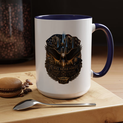 9/11 Tribute Coffee Mug — Never Forget Memorial Eagle Design (11/15oz)