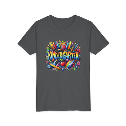 Kindergarten Colorful School Supplies Youth Tee — Back-to-School Kids T-Shirt