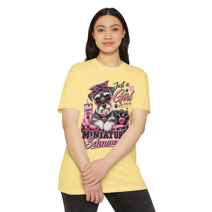 Miniature Schnauzer T-Shirt — "Just a Girl Who Loves Her Miniature Schnauzer" Cute Dog Tee