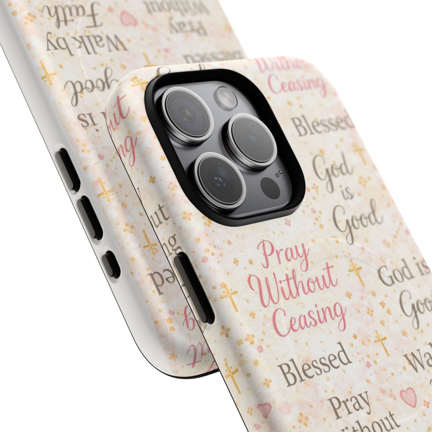 Christian Faith Magnetic Phone Case — "Pray Without Ceasing" Patterned Tough Case