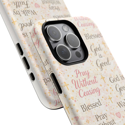 Christian Faith Magnetic Phone Case — "Pray Without Ceasing" Patterned Tough Case