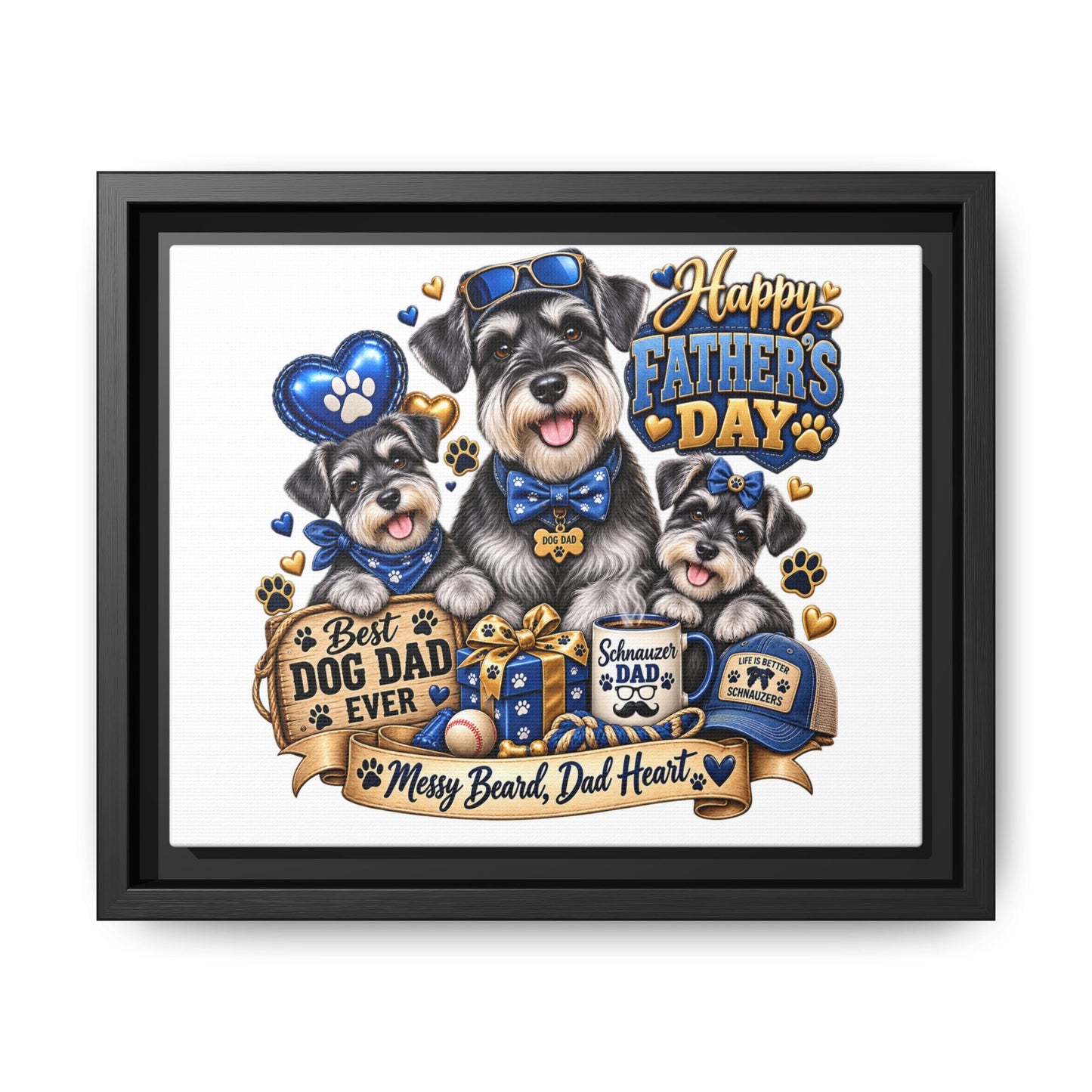 Happy Father's Day Schnauzer Canvas – Best Dog Dad Ever Framed Wall Art