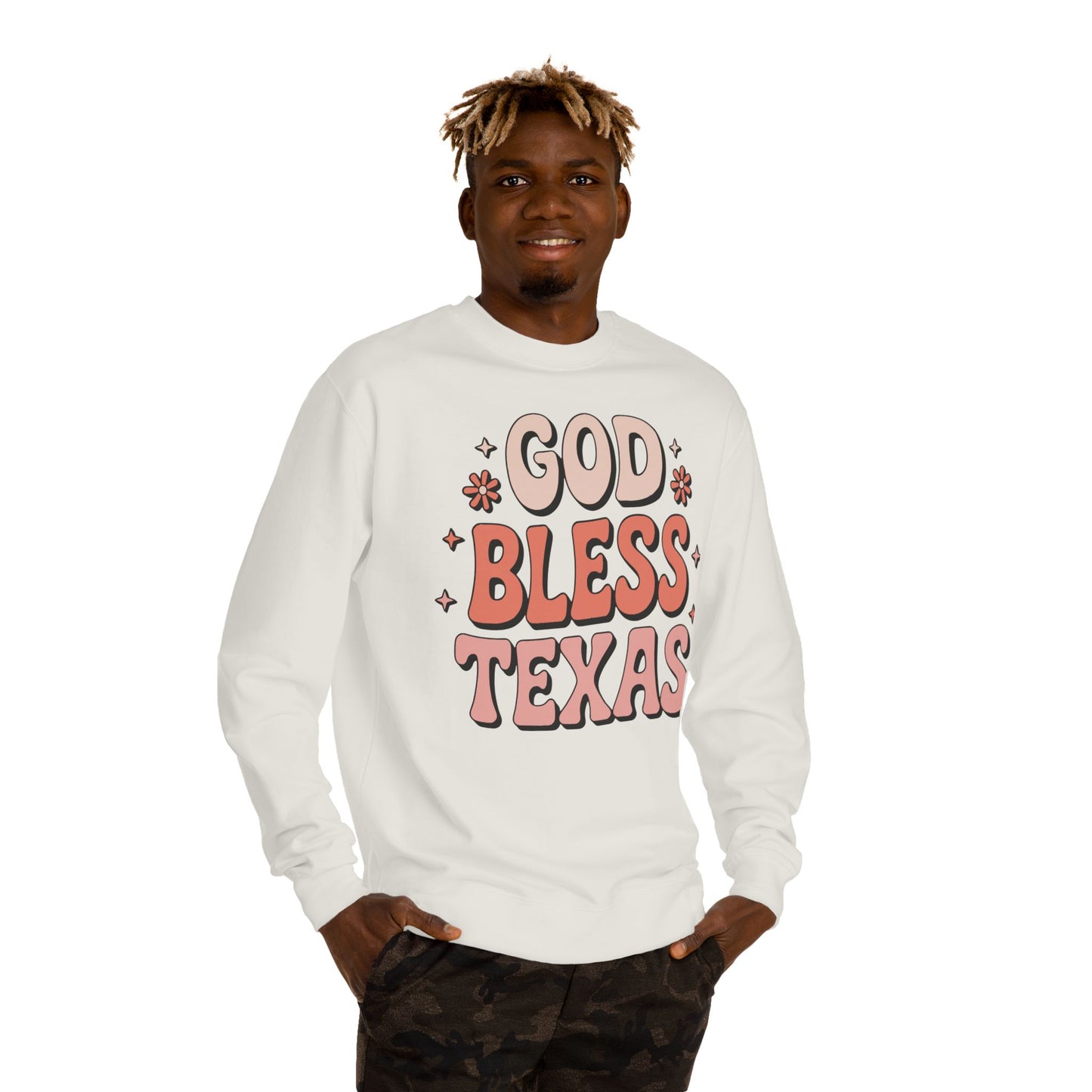 God Bless Texas Sweatshirt — Retro Floral Texas Pride Crewneck
