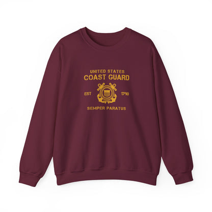 Coast Guard Crest Crewneck Sweatshirt — "Semper Paratus" Military Pullover
