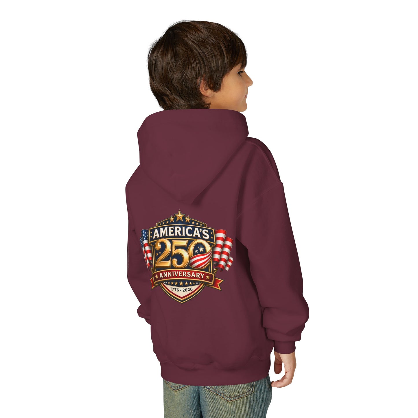 Youth Hoodie — "America's 250th Anniversary" Patriotic 1776-2026 Celebration Design