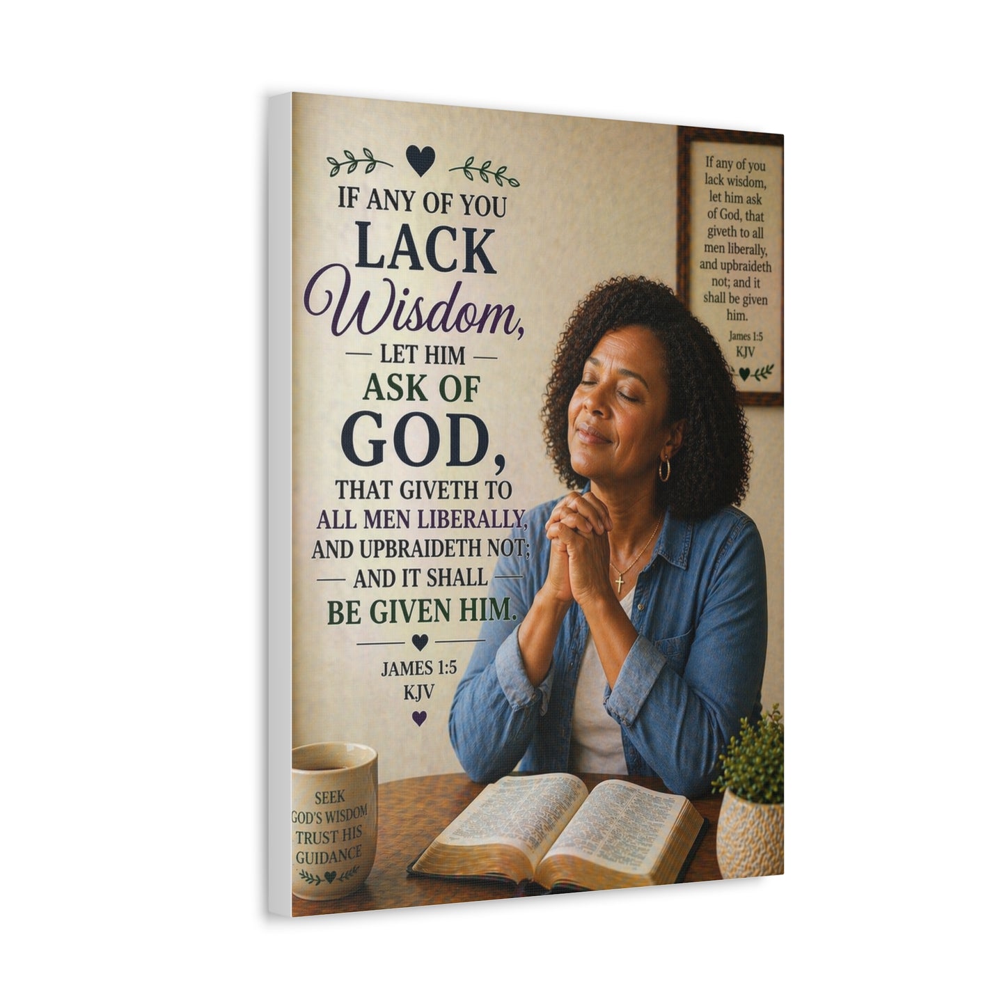 Stretched Canvas - "If Any of You Lack Wisdom" Inspirational Christian Wall Art (James 1:5)