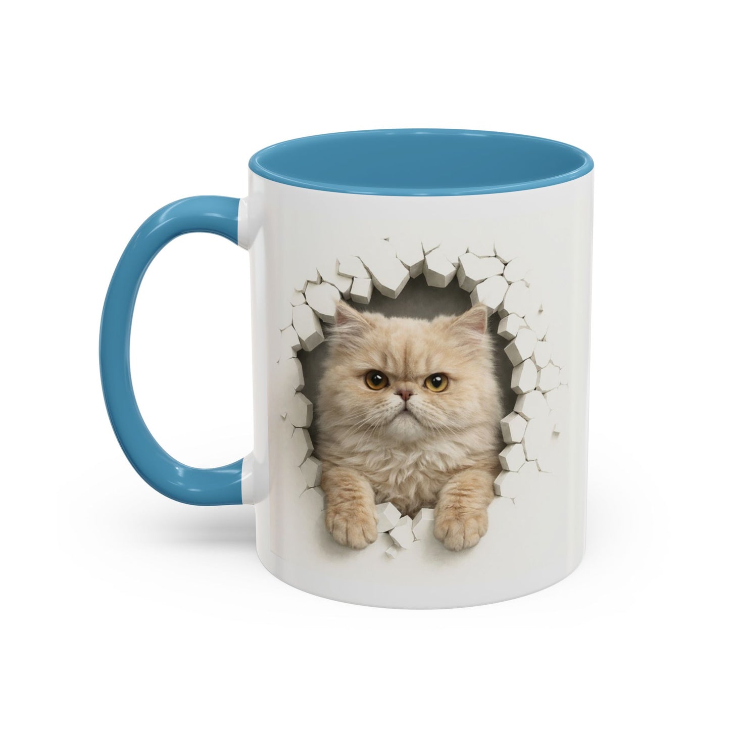 Cat Peeking Accent Coffee Mug — Cute Persian Cat Design (11/15oz)