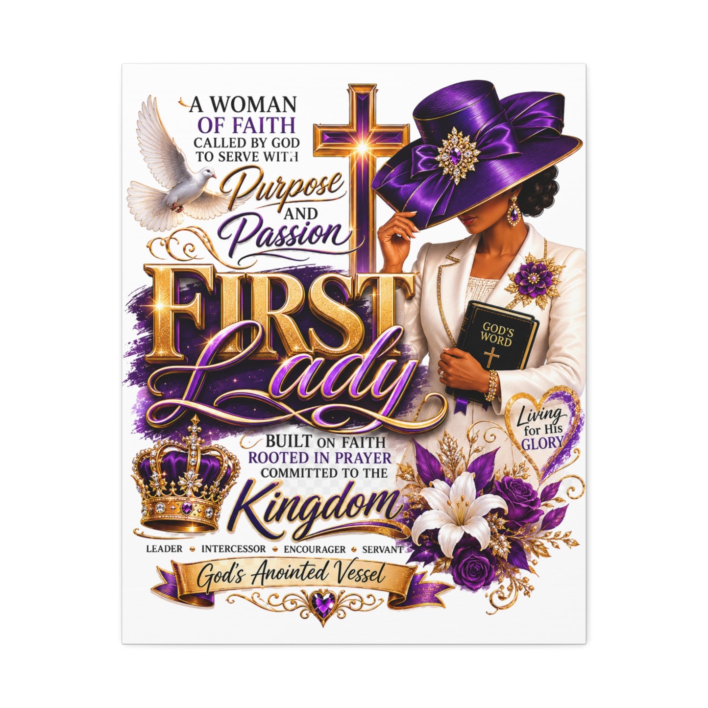 First Lady Faith Canvas - Christian Woman Inspirational Wall Art