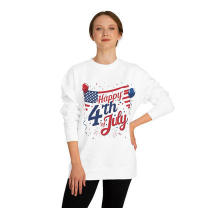Happy 4th of July Crewneck Sweatshirt — Patriotic American Flag Design