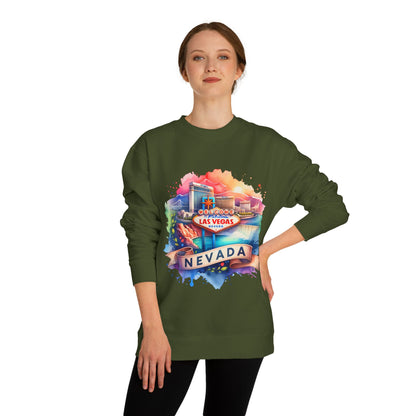 Nevada Las Vegas Watercolor Sweatshirt — Colorful Travel Souvenir Crewneck