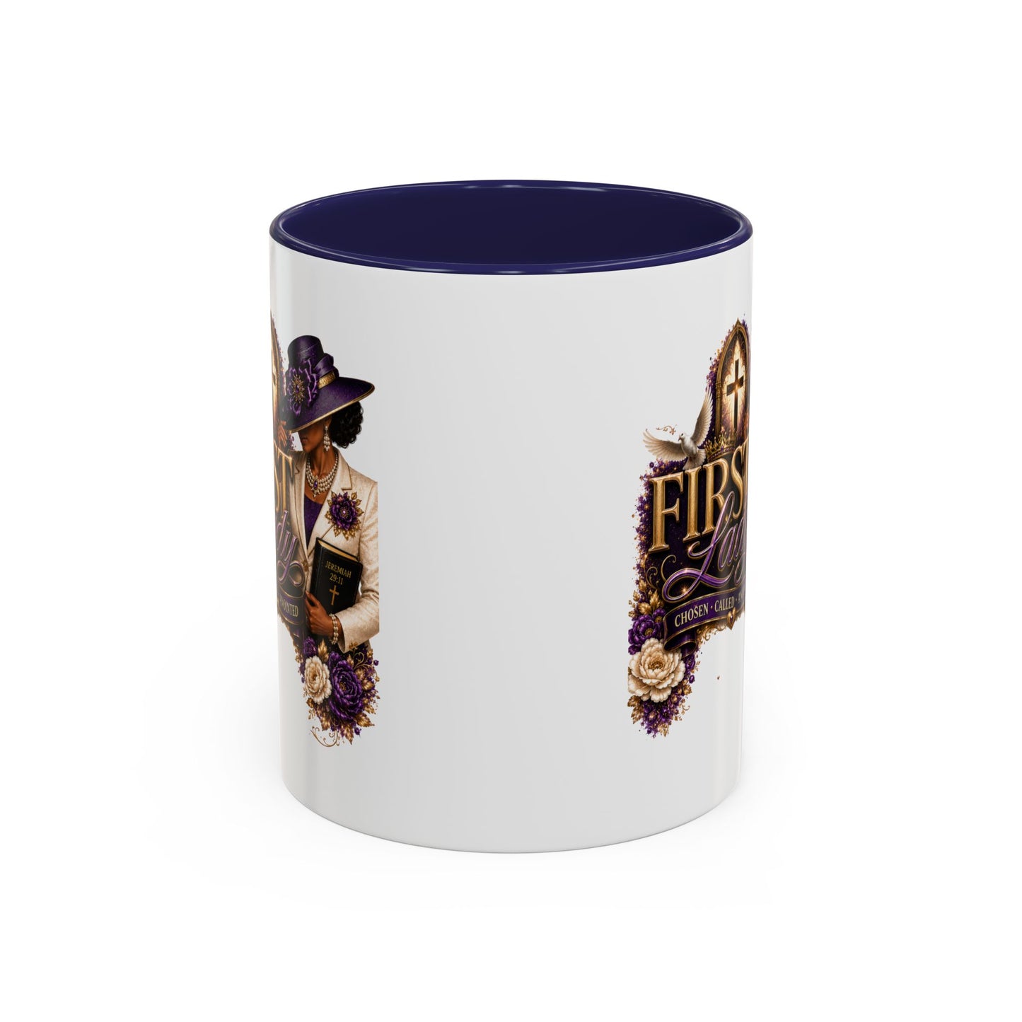 First Lady Church Coffee Mug — Elegant Purple Hat Gospel Tea Cup (11/15oz)
