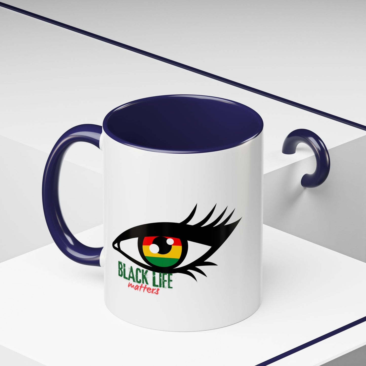 Black Life Matters Eye Accent Coffee Mug — Pan-African Pride 11/15oz