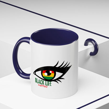 Black Life Matters Eye Accent Coffee Mug — Pan-African Pride 11/15oz