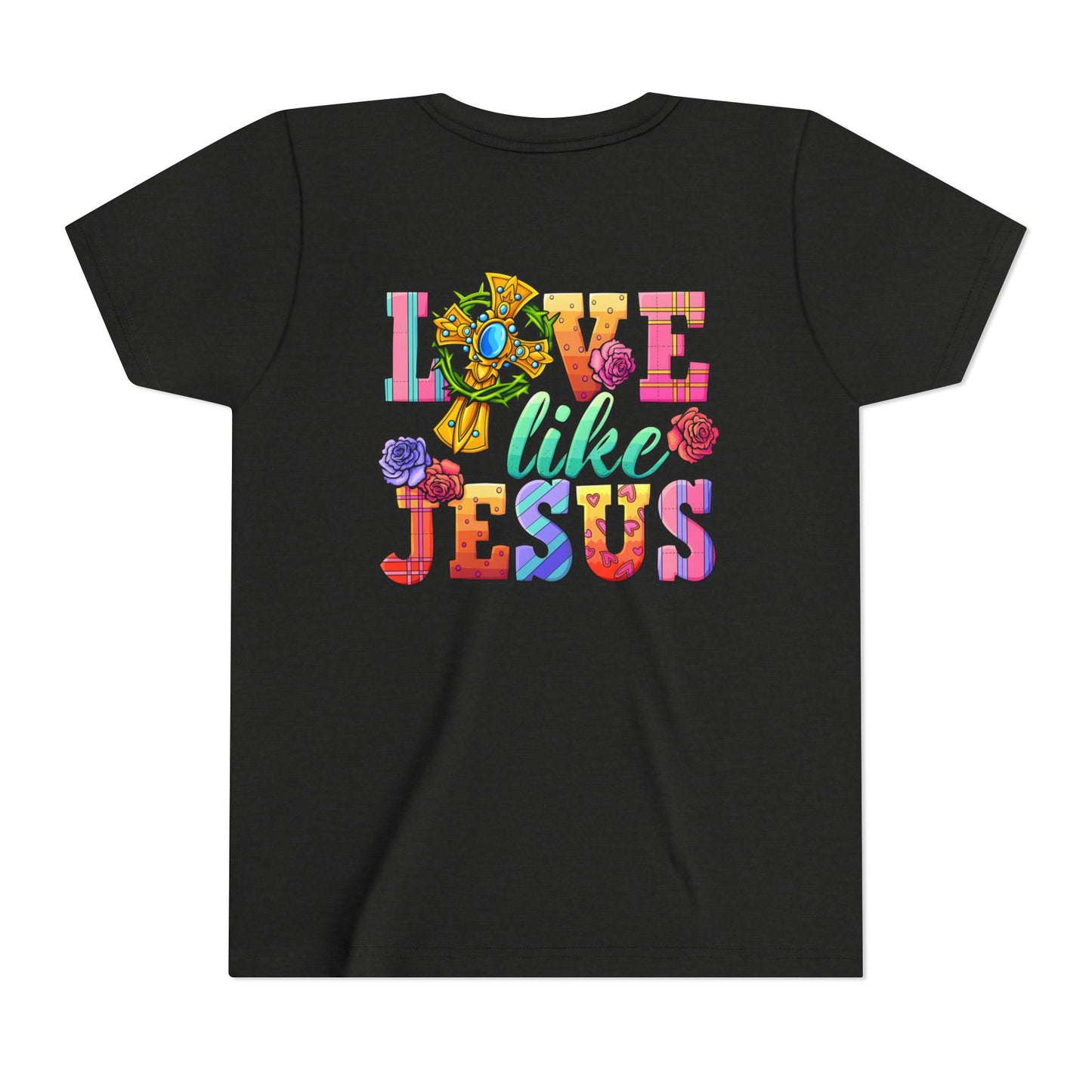 Youth Tee — "Love Like Jesus" Colorful Faith Graphic