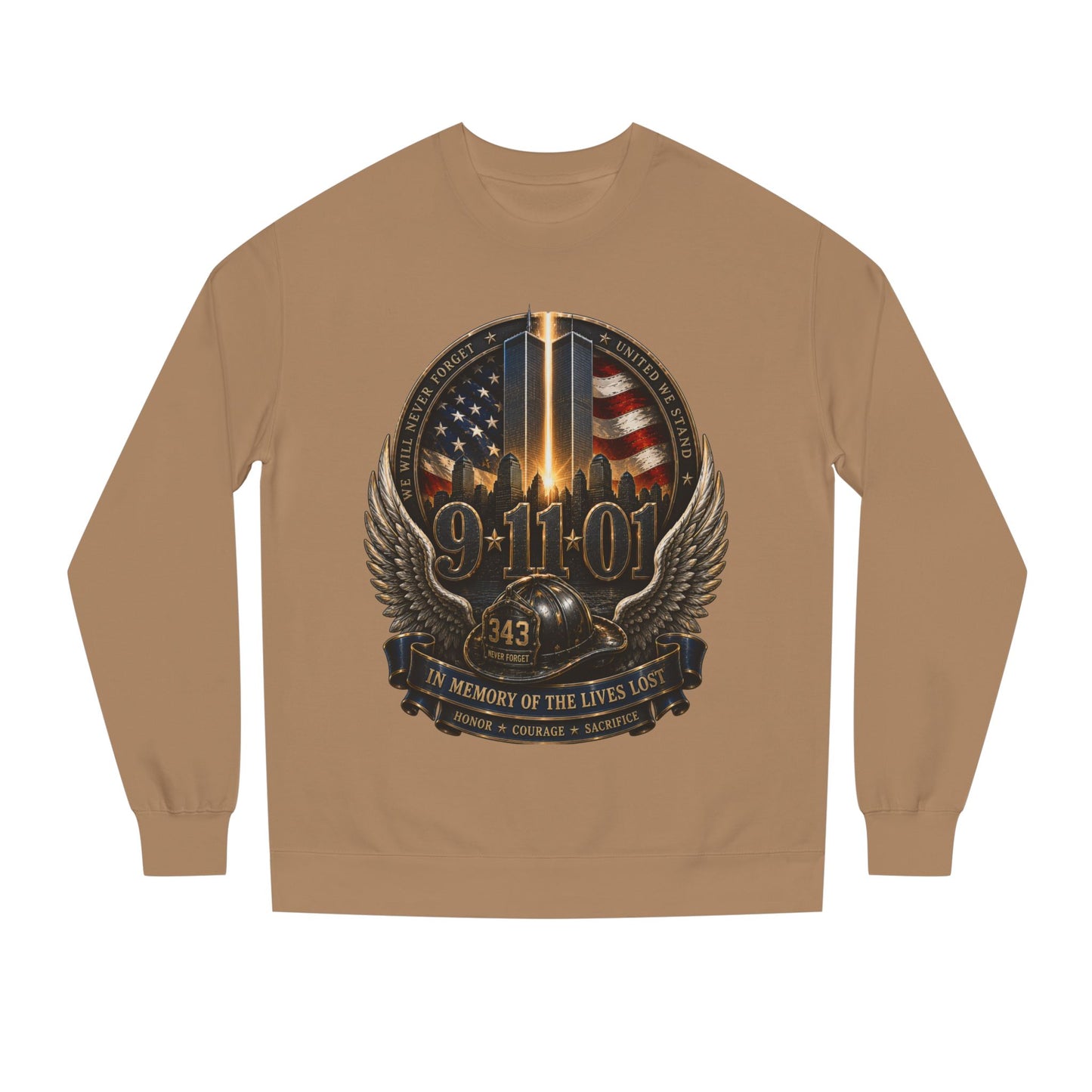 9/11 Memorial Crewneck Sweatshirt — Tribute to Fallen Heroes