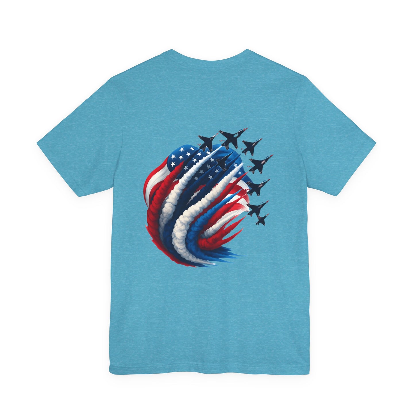 Patriotic Jet Flyover T-Shirt — American Flag Smoke Trail Tee