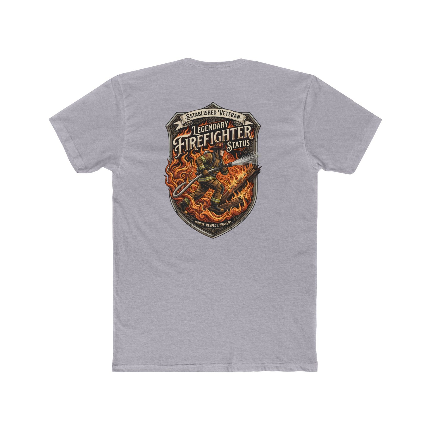 Firefighter Badge T-Shirt — Legendary Firefighter Status Graphic Tee