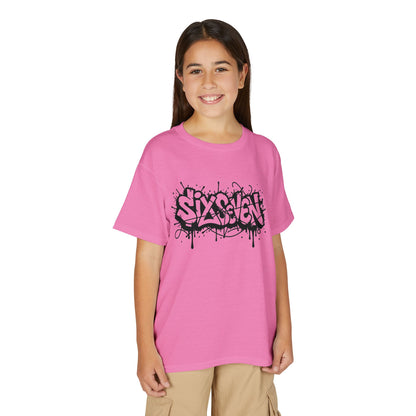 Youth T-Shirt — 'SixxSeven' Black Graffiti Drip Streetwear Tee