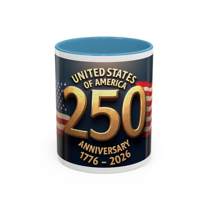 250th Anniversary Coffee Mug — United States of America 1776–2026 Patriotic Accent Mug