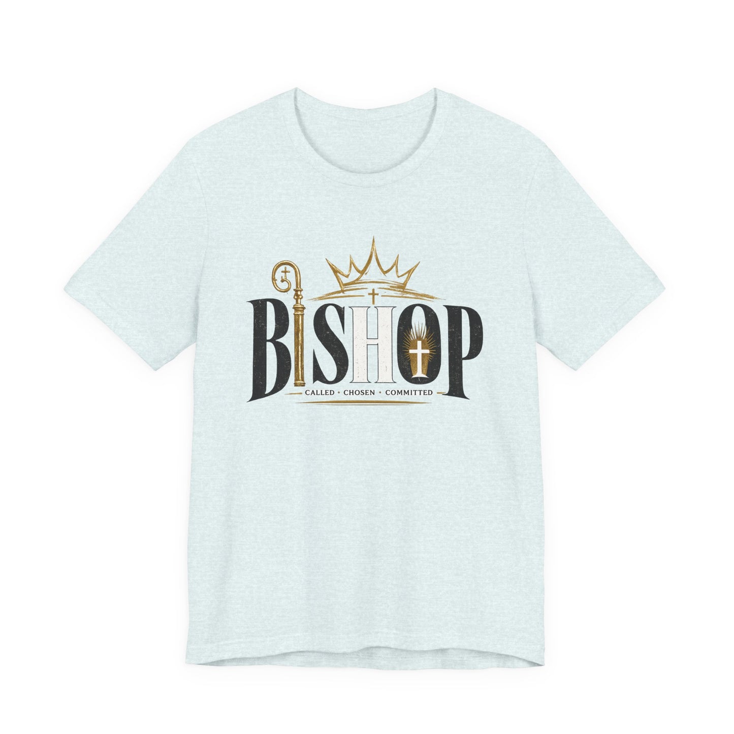 Bishop Graphic Tee — 'BISHOP' Crown & Crosier Church Leadership Shirt
