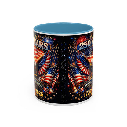 250 Years Patriotic Coffee Mug — In God We Trust 1776–2026