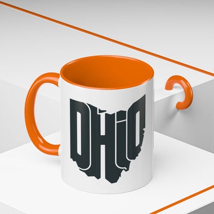 Ohio State Outline Accent Coffee Mug – Black Handle & Interior
