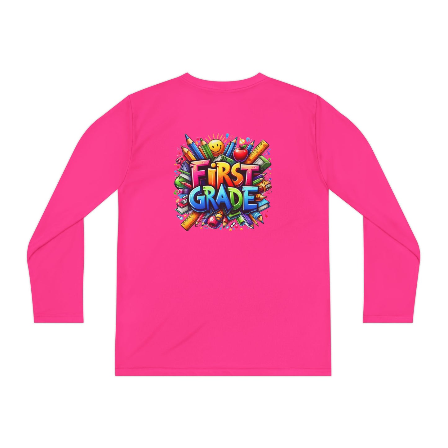 First Grade Youth Long Sleeve Tee — Colorful Back-to-School Shirt
