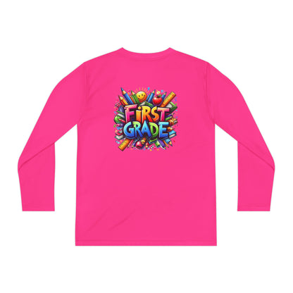 First Grade Youth Long Sleeve Tee — Colorful Back-to-School Shirt