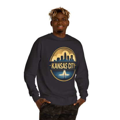 Kansas City Skyline Crewneck Sweatshirt – Cityscape Fountain Graphic