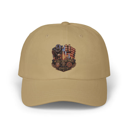 Dad Cap with Vintage Cityscape Embroidered Patch – Classic White Baseball Hat