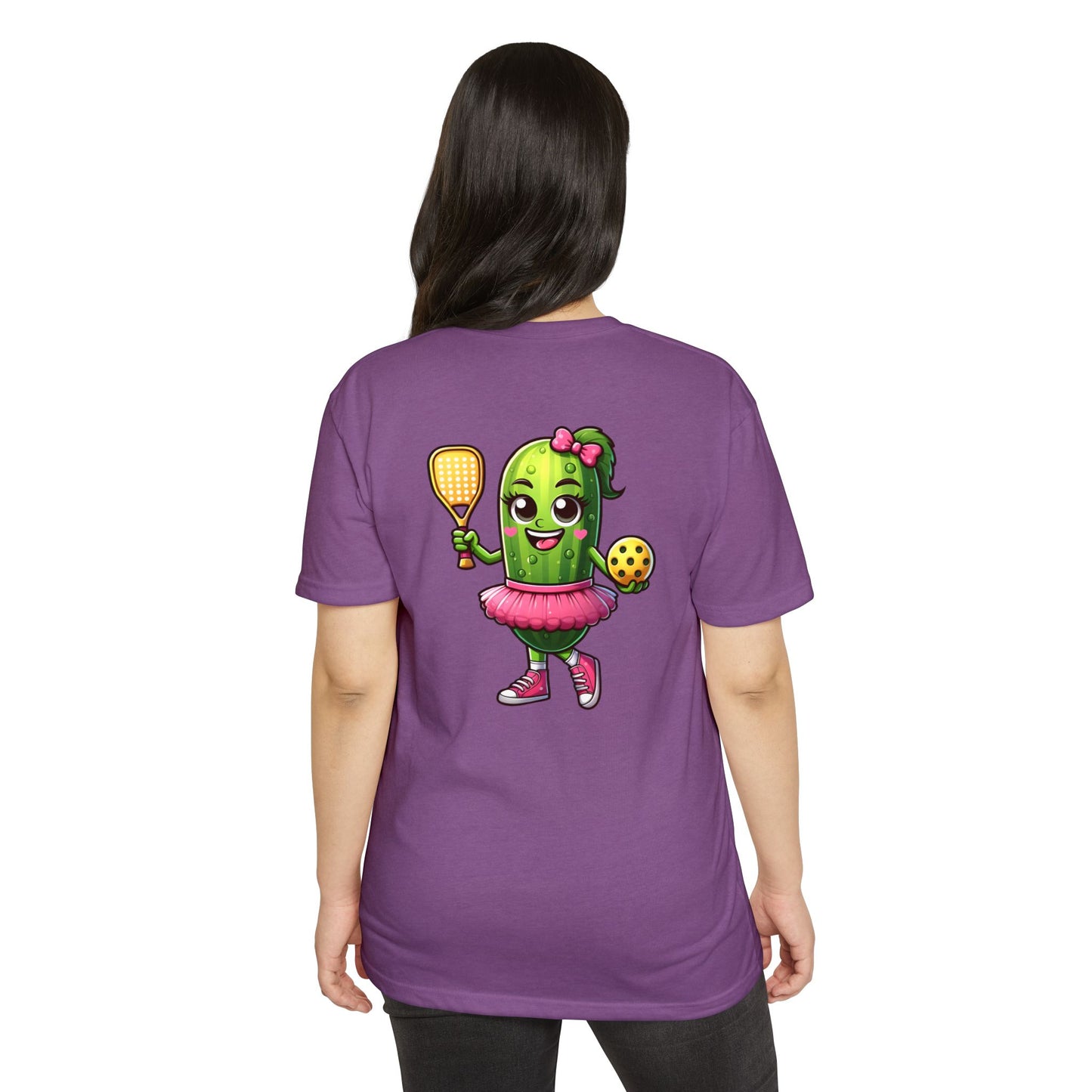 Pickle Paddleball T-Shirt — Cute Pickle Character in Tutu with Paddle & Ball