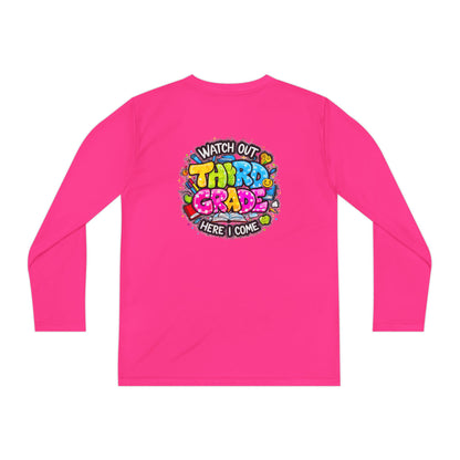 Youth Long Sleeve Tee — "Watch Out Third Grade Here I Come" Back-to-School Shirt