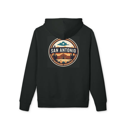 San Antonio Vintage Patch Hoodie — Retro Cityscape Travel Sweatshirt