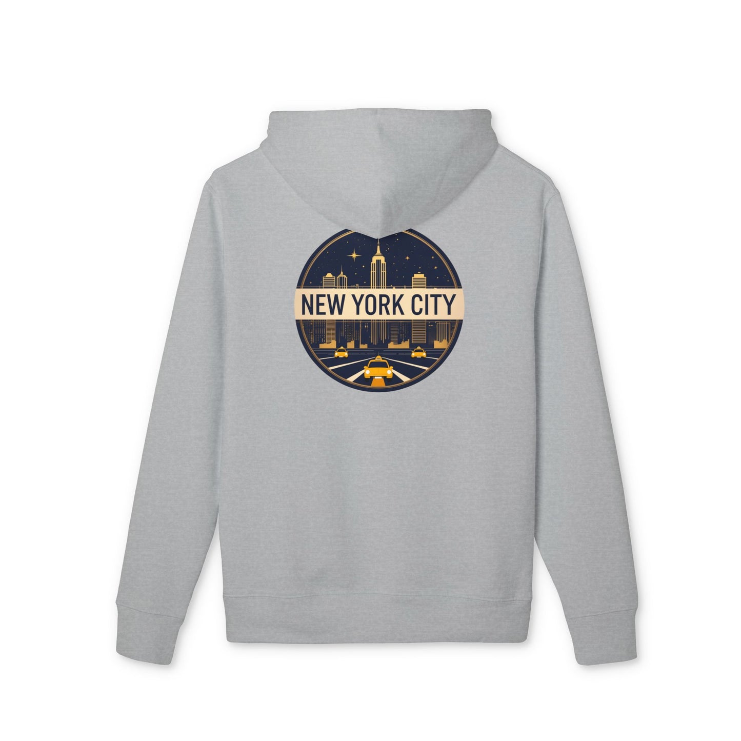 New York City Skyline Hoodie — Retro Taxi Circle Graphic