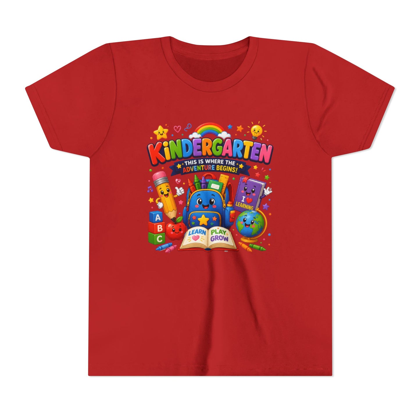Kindergarten Kids T‑Shirt — 'Kindergarten: This Is Where the Fun Begins' Colorful Back-to-School Tee