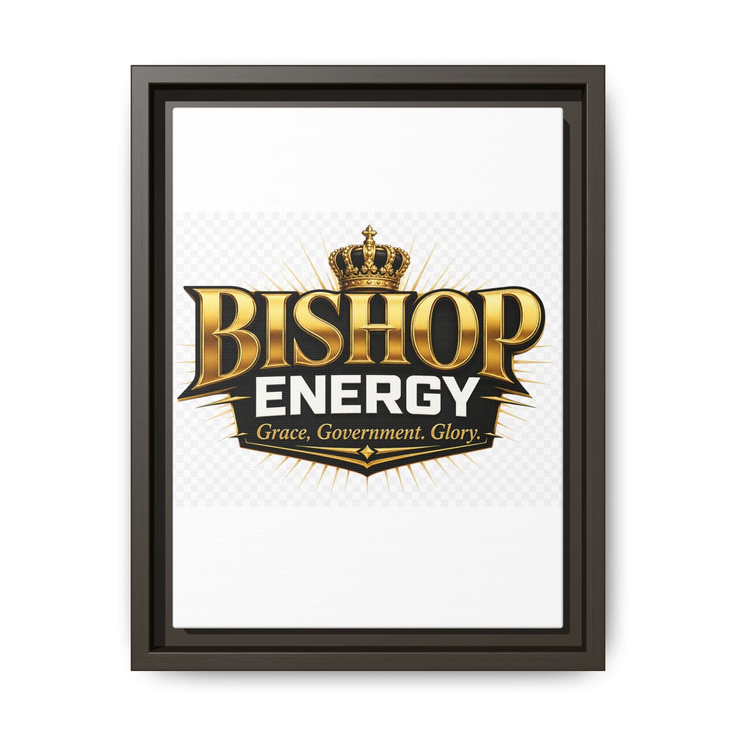 Framed Canvas Art - "Bishop Energy" Gold Crown Logo (Matte)