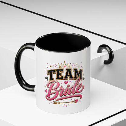 Team Bride Accent Coffee Mug — Pink & Gold Bachelorette Bridal Shower Gift (11/15 oz)