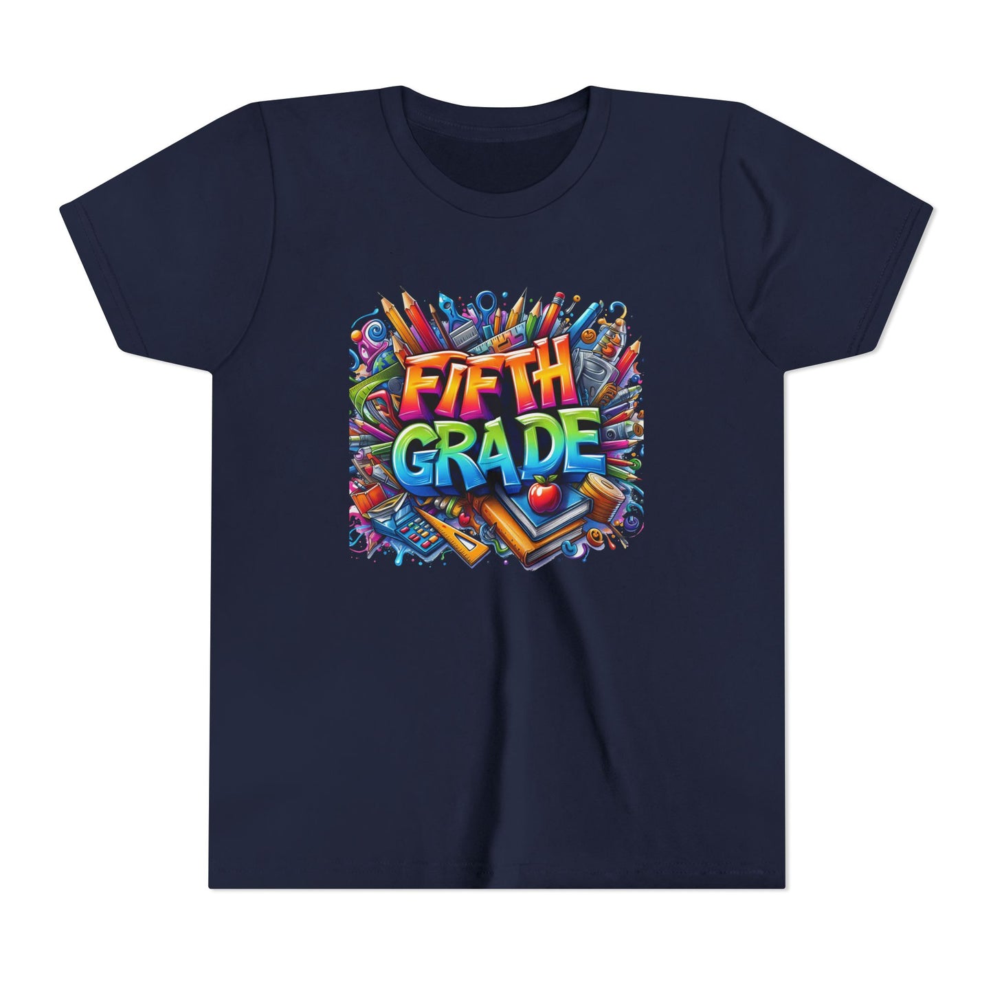 Fifth Grade Kid's Tee - Colorful School Supplies Back to School T-Shirt