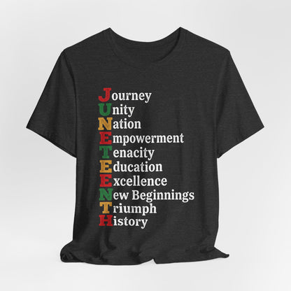 Juneteenth Acrostic T-Shirt — Juneteenth Journey Unity Nation Empowerment Tee