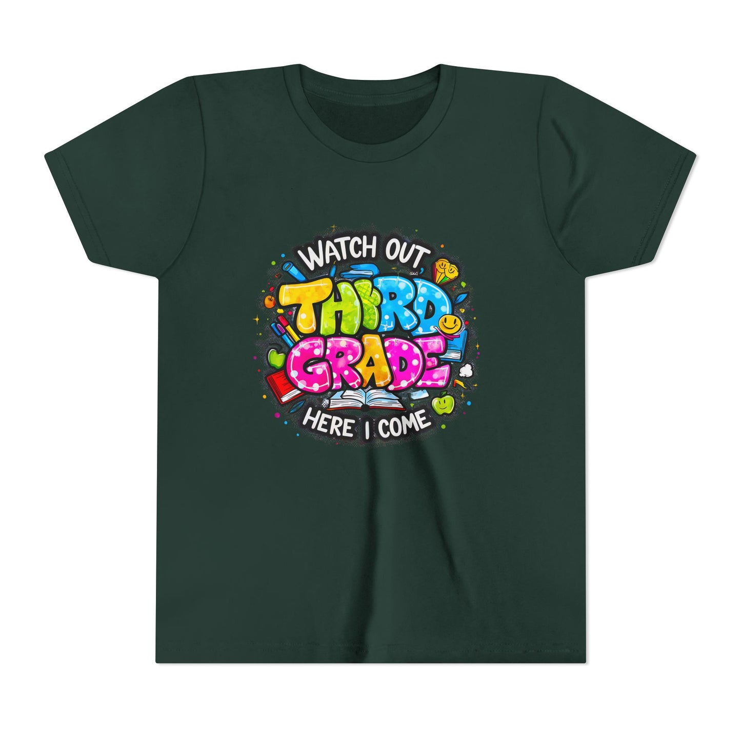Third Grade Kids T‑Shirt — "Watch Out Third Grade Here I Come" Back-to-School Tee