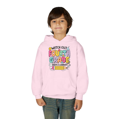 Fourth Grade Hoodie – "Watch Out Fourth Grade Here I Come" Kids Back-to-School Sweatshirt