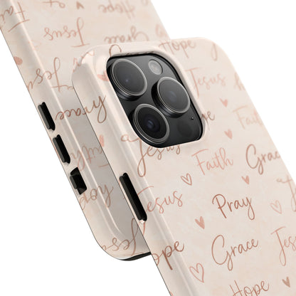 Pray Grace Hope Phone Case | Christian Floral iPhone Case