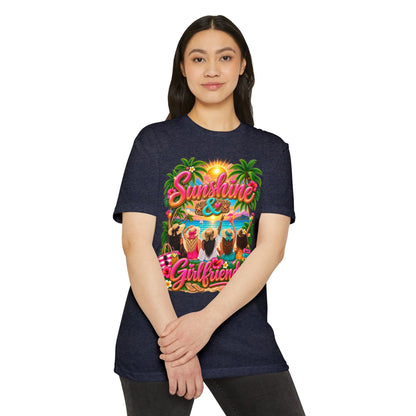 Sunshine & Girlfriends Beach T-Shirt — Tropical Vacation Tee for Friends