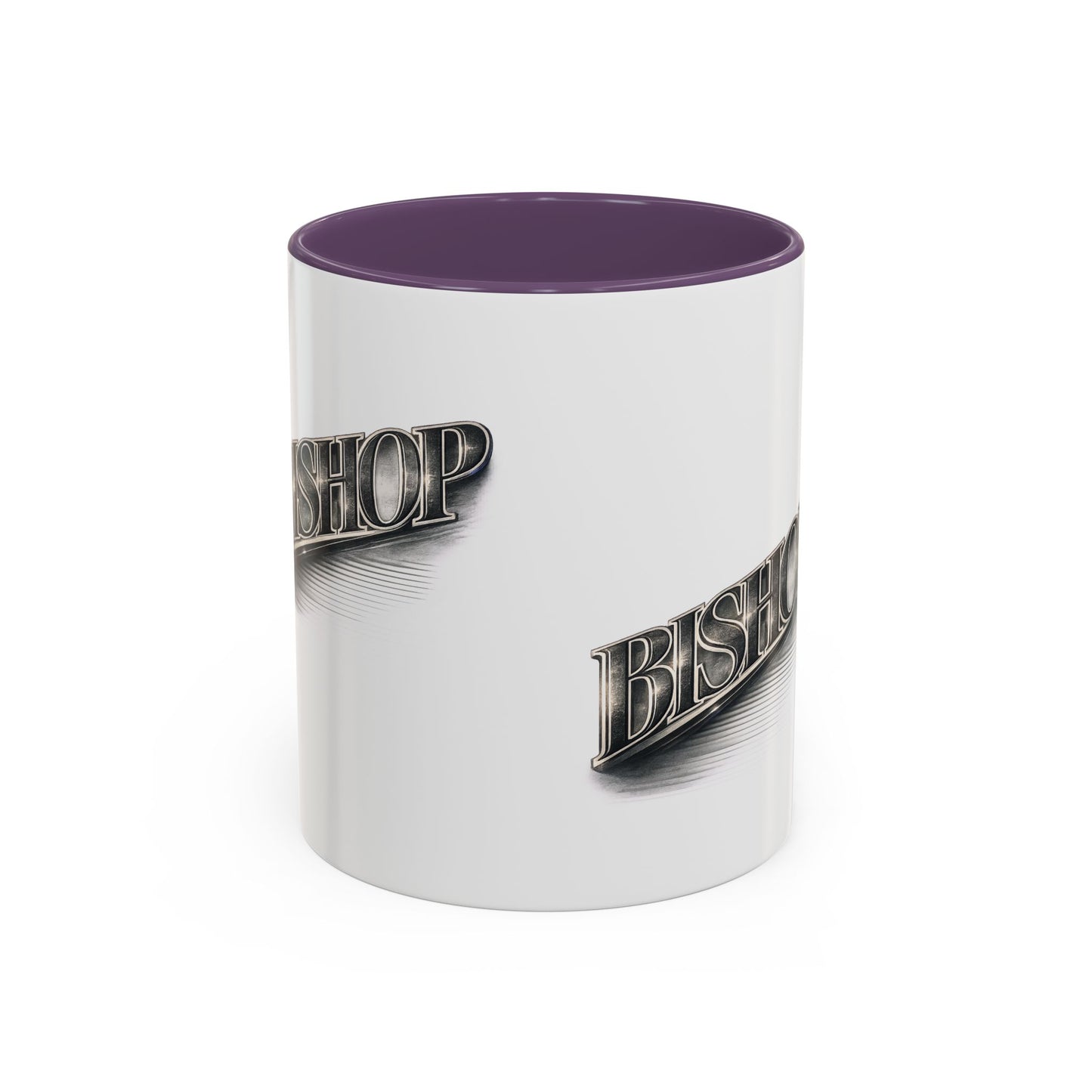 Vintage 'Bishop' Accent Coffee Mug — Retro Metallic Text Ceramic Mug (11/15oz)