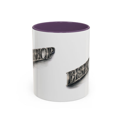 Vintage 'Bishop' Accent Coffee Mug — Retro Metallic Text Ceramic Mug (11/15oz)