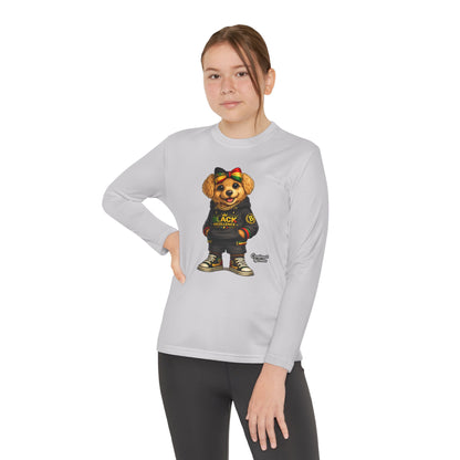 Youth Long Sleeve Tee — Trendy Bear Graphic "Black Excellence"